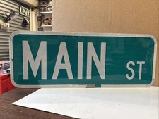 D.O.T. Retired Vintage Aluminum MAIN ST Street Sign 24x9” NYS Man Cave Reflectiv