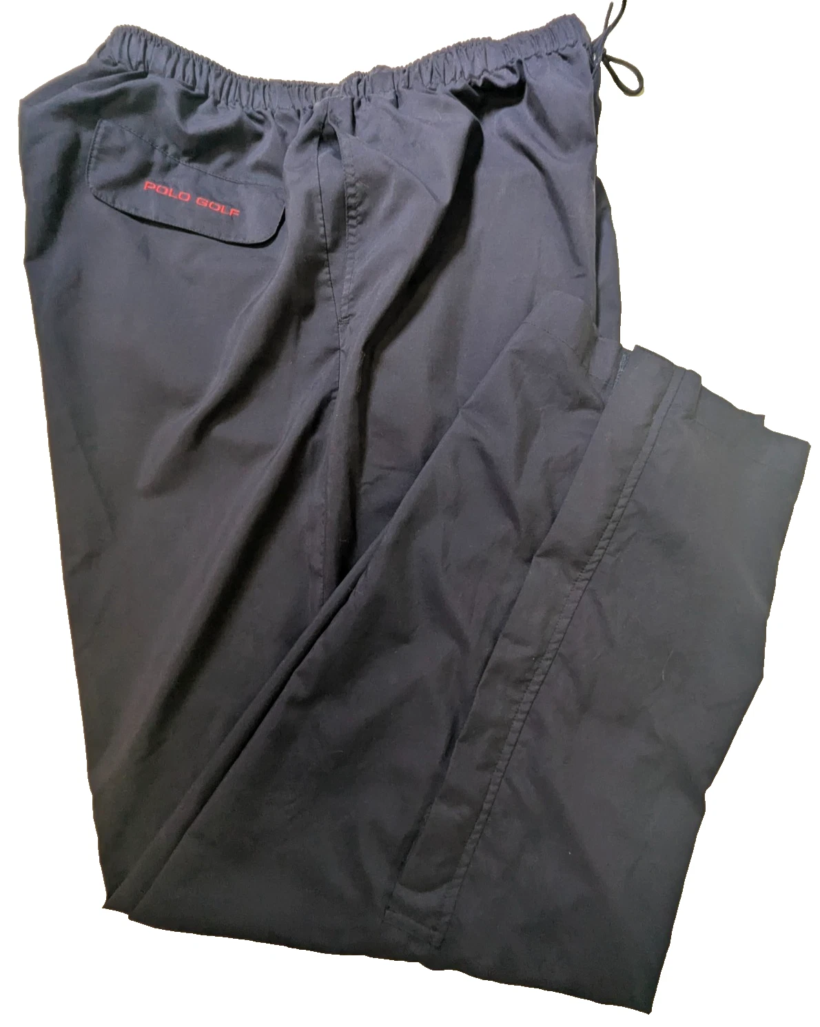 Vtg Polo Golf Ralph Lauren Pants XL Navy Blue Knee Zip Velco Snap Hem Track 32