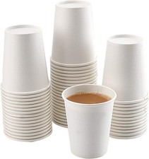 White Paper Cups - 50 Pack, 8 Oz Disposable, Hot Coffee Water Cups
