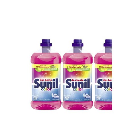 3x1100ml Sunil Color-Waschmittel flüssig | Stark gegen Flecken Toller Duft 66WL