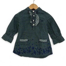 TOMMY HILFIGER Vestito abito bambina quadretti blu verde Tg 9/12 Mesi Cotone