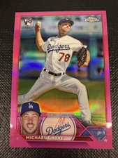 2023 Topps Chrome #22 Michael Grove Pink Refractors Los Angeles Dodgers