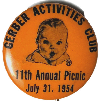 1954  Gerber Activities Club 11th Annual Picnic  1.25'' Celluloid Pinback