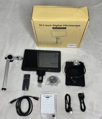 RIEVBCAU 10.1'' 50X-2000X LCD Digital Microscope for Electronics,PCB, Repair