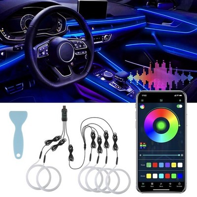 LivTee Smart LED Car Lights Interior 6 in 1- App Control, Fiber Optic 