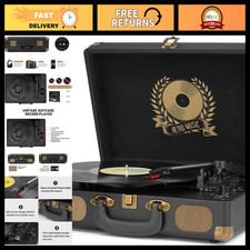 Bluetooth Vinyl Record Player - 3-Speed Portable Vintage Turntable with Speakers