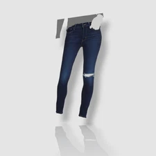 $155 Levi's 721 Womens Blue Ripped Stretch High-Rise Skinny Casual Jeans Size 30