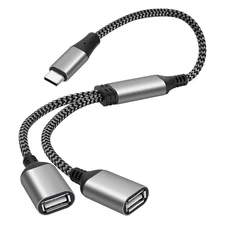 USB C Splitter 1-In-2 Out Y-Adapter Cable 1Feet, USB Type-C Male to Dual 2 Doubl