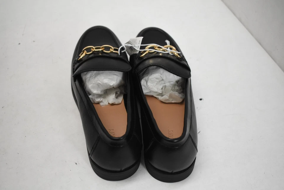 Old Navy Shoes Womens Size 9 Black Loafers Chain Bit Gold Chain Slip On Comfort - Image 4 of 4