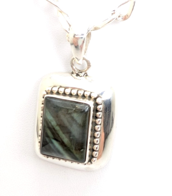 Sterling Silver 925 Labradorite Rectangular Cboch… - image 6