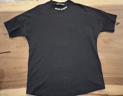 Palm Angels Men's L Black Crew Neck Short Sleeve Graphic Logo Cotton T-Shirt