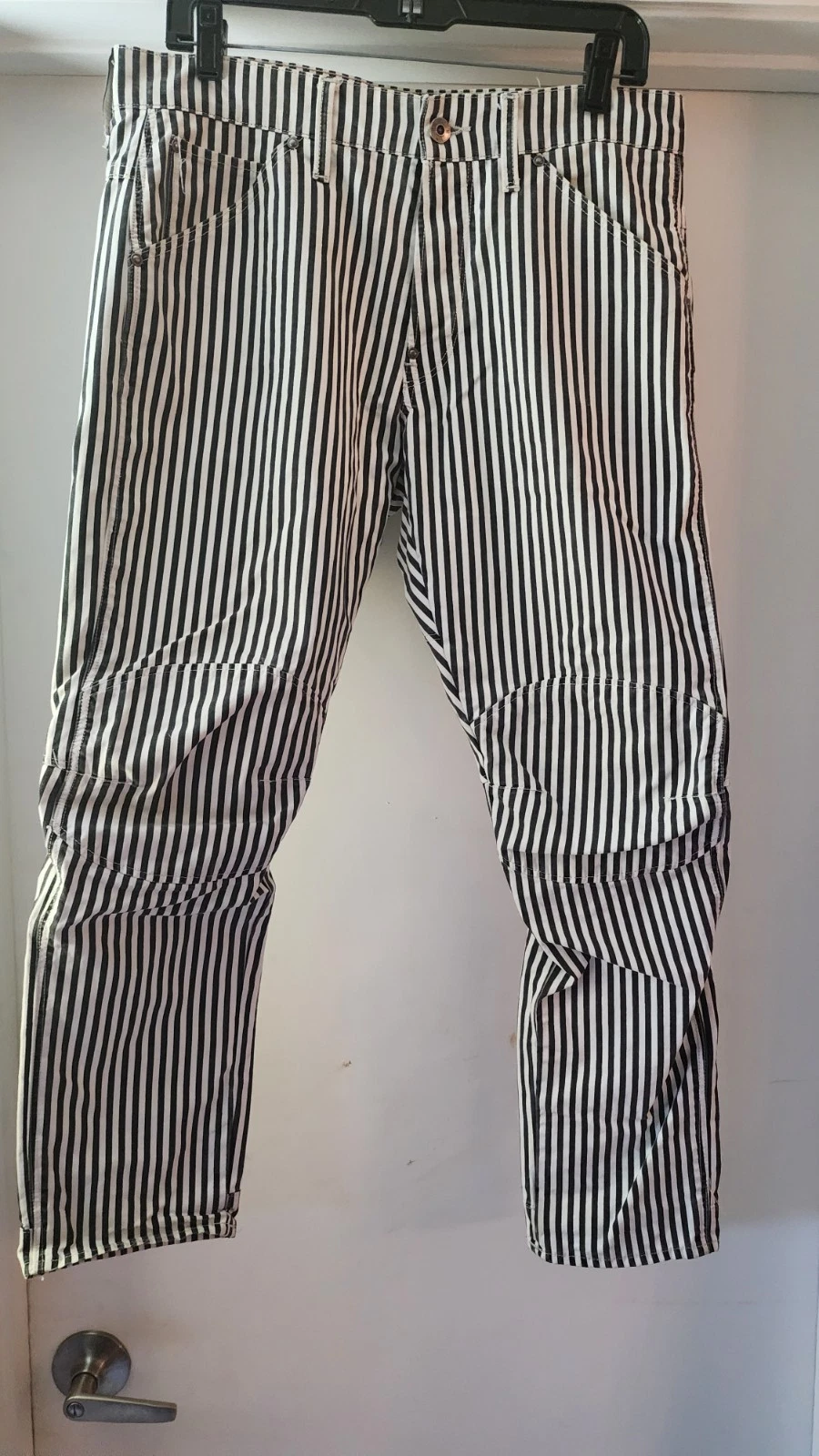 Men's G-Star Raw Tapered Pinstripe Denim Pants 17" Waist X 27 BLACK/WHITE @27