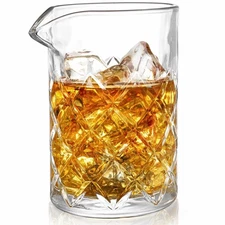 Seamless Crystal Cocktail Mixing Glass for Stirring Drinks, 16Oz Thick Bottom...