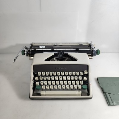 Vintage 1961 Olympia De Luxe Typewriter with Cover And Brush Set