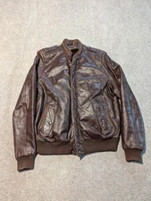 Vintage Bermans Leather Jacket Mens 44L Long Flight Bomber 70s 80s Lined Lamb