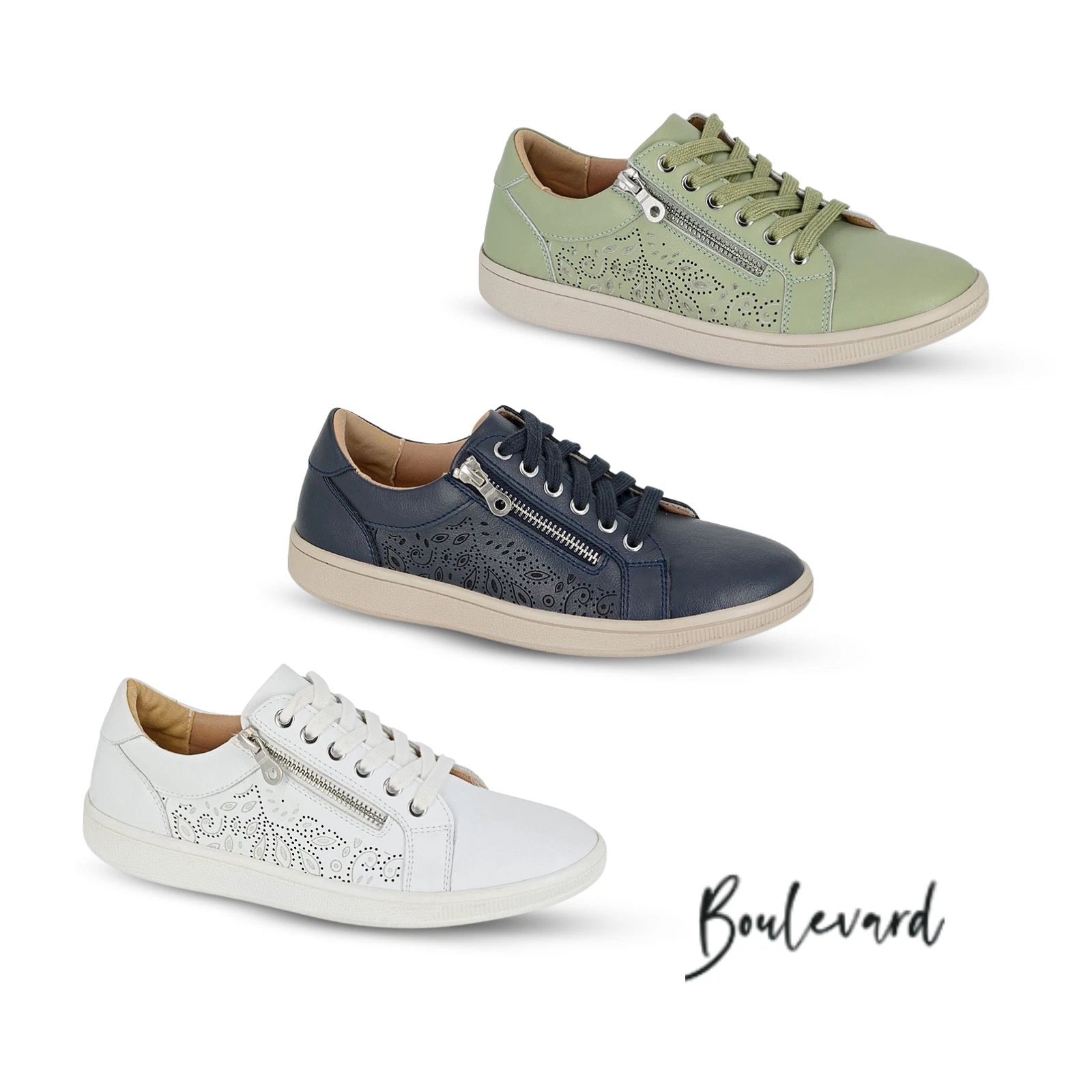 Womens Leisure Trainers Leather Boulevard Zip Shoes Summer Walking Holiday
Opens in a new window or
