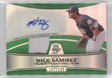 2010 Bowman Platinum Relic Refractor Green 157/199 Nick Ramirez Patch Auto y8h