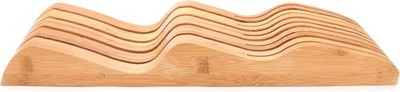 Bamboo Knife Block Holder, 9 Knives Dock, In-Drawer Knife Drawer Organizer