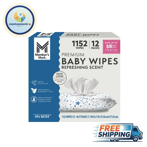 Member's Mark Premium Refreshing Clean Scented Baby Wipes, 12 Packs (1152 ct.)