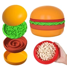 Multiple Use Pet Feeding Set, Cute Hamburger-Shaped, 5 Stackable Bowls for Sm...