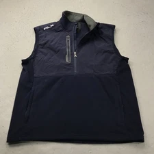 RLX Ralph Lauren Vest Mens Large Blue Golf Hiking Ski 1/4 Zip Fleece Pullover