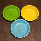 Lot of 3 Fiesta Ware Cereal Soup Bowl 7” Green Shamrock Peacock Blue Yellow