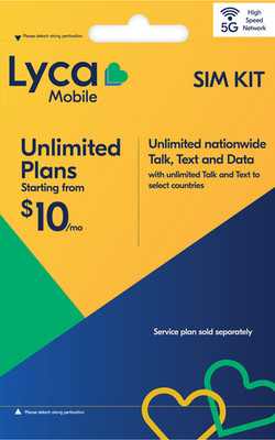 Lyca Mobile USA 5G/4G Prepaid SIM Card Kit | Unlimited Plans Starting at $10/mo.