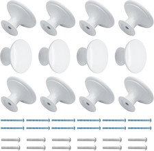 12 Pcs White Cabinet Knobs Metal Round Dresser Handle Knobs 1.18" Diameter Kitch