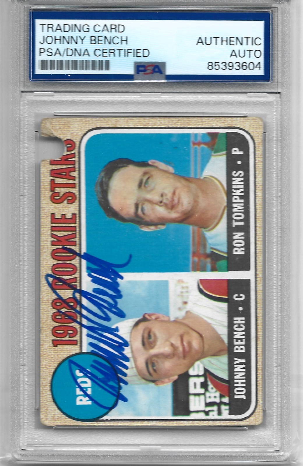 Johnny Bench Auto Signed 1968 Topps Baseball #247 Rookie RC PSA/DNA Certified