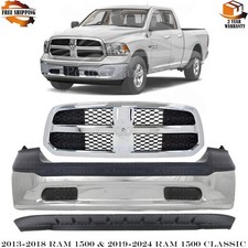 Front Bumper Chrome Kit For 2013-2018 Ram 1500 & 2019-2024 Ram 1500 Classic