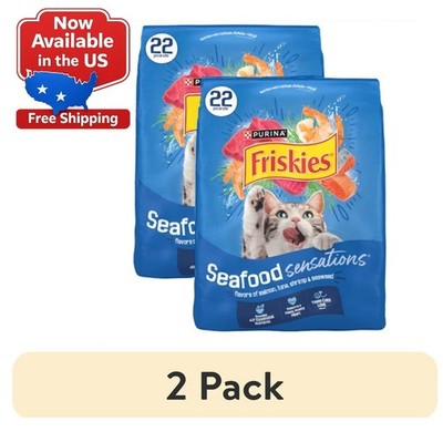 2 Pack Purina Friskies Seafood Sensations Dry Cat Food Flavors of Salmon, Tuna, 