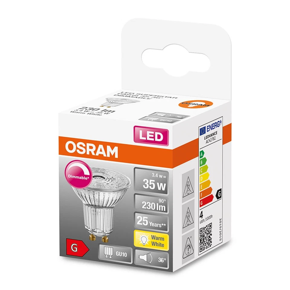 Osram LED Lampe Glas Reflektor 3,4W = 35W GU10 230lm warmweiß 2700K 36° DIMMBAR - Bild 4 von 4