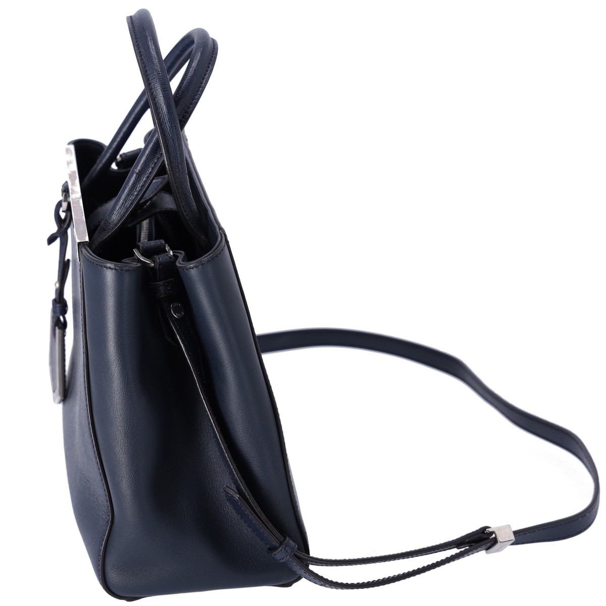 FENDI Petit 2 Jours Tote Bag 8BH253 Dark Navy Leather | eBay