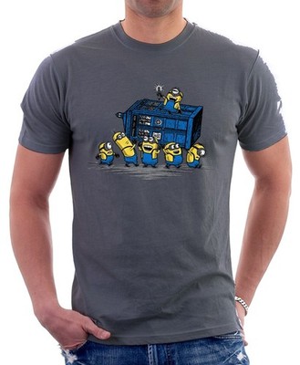 Minions have the Tardis Box lustige Parodie anthrazit Baumwolle T-Shirt 9756
