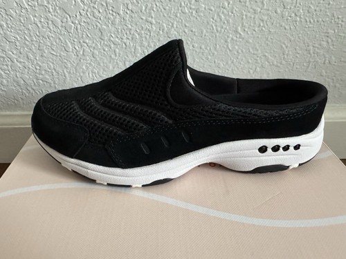 Easy Spirit Travel Time klassische Damen-Pantoletten Clogs Größe US 5,5 M schwarz weiß Wildleder - Bild 8 von 11
