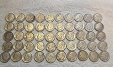 Lot 1 Roll Silver Roosevelt Dimes Mix Dates and Mint Marks Circulated Condition 