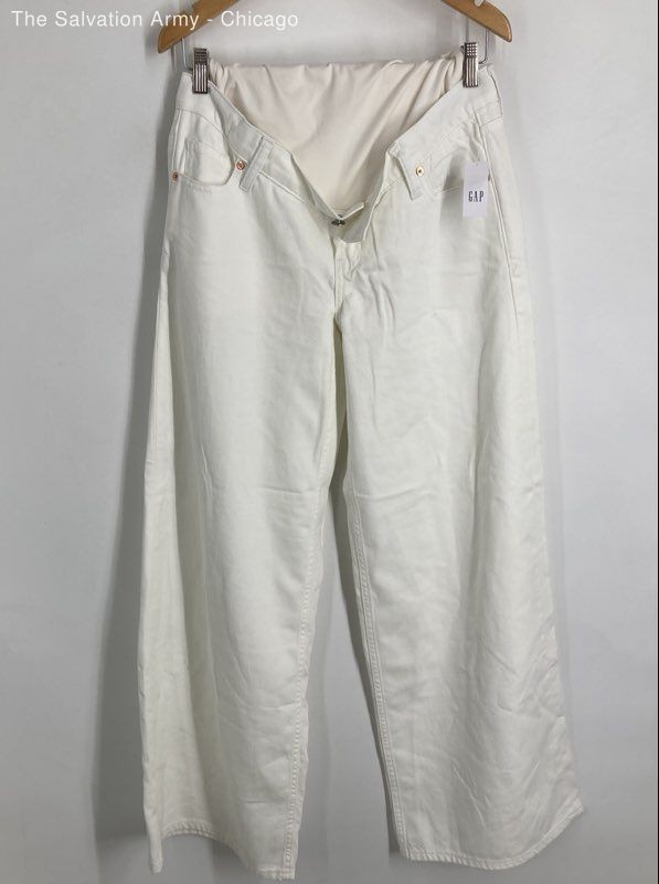Gap Womens White Cotton Blend Light Wash Denim Wide-Leg Jeans Sz 27/4 Maternity