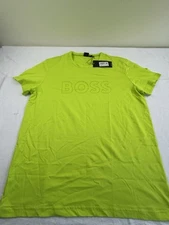 NEW-MEN'S HUGO BOSS LOTUS LOGO PRINT T-SHIRT BRIGHT GREEN $68.00 2XL Deadstock