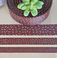 5/8, 7/8  1.5" 1 YD Sprinkles Grosgrain Ribbon Chocolate Ice Cream Sprinkles