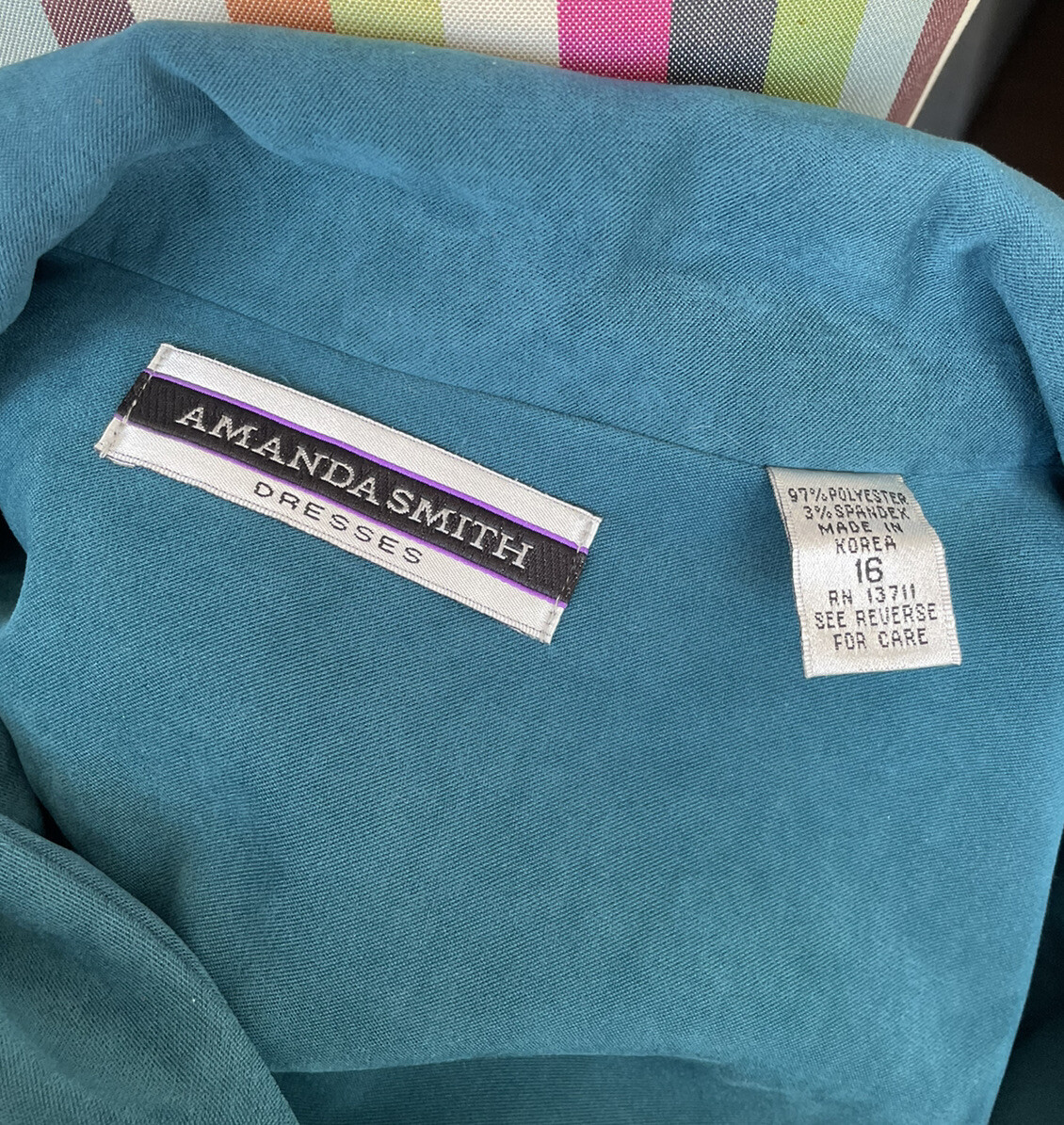 Amanda Smith Turquoise Button Down Gabardine/Dres… - image 5