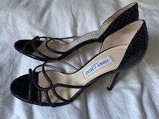 Jimmy Choo Black Snake Open Toe Heel Sandal - Size 39.5
