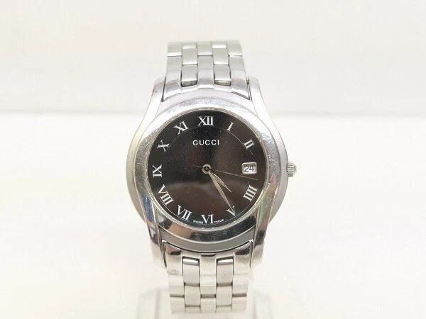 Montre Gucci 5500M Homme Noire Argentée Quartz Swiss Made   Occasion
