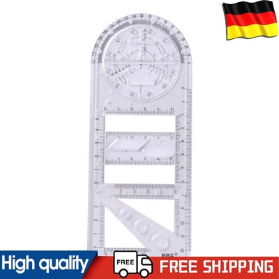 Multifunctional Geometric Ruler Plastic Circle Ellipse Drawing Ruler(White)