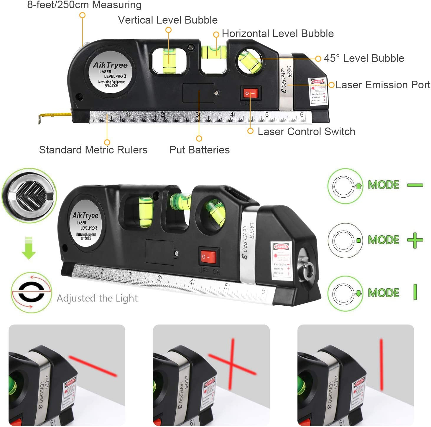 Laser Level Line Tool, Multipurpose Laser Level Kit Standard Cross Line Laser Le