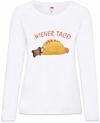Wiener Taco Damen Langarm T-Shirt Insatiable Tacco Symbol Sign Logo Diner