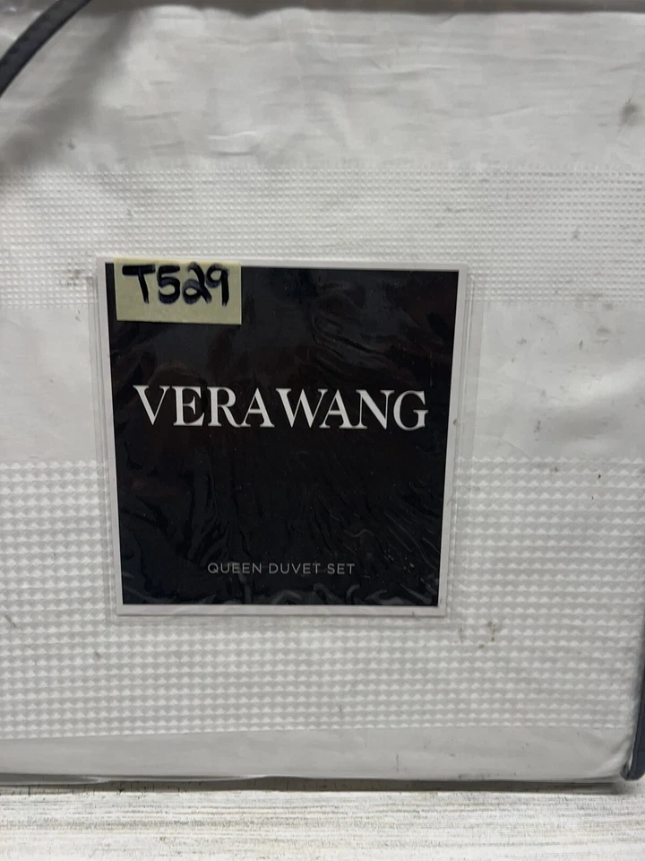 Juego de Edredón Reversible Vera Wang Waffle Stripe Queen, Blanco Nuevo Foto 2 de 4