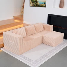 SUNYRISY 98.4" Modular Sectional Sofa W Ottoman L-Shaped Cloud Couch Deep Seat