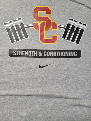 USC TROJANS Nike Team Issue Strength and Conditioning Gray Tee XXL New 25 X 29