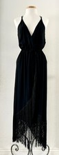 Y2K Rare NWT Nasty Gal black Flapper long fringe Tassel Maxi dress size S