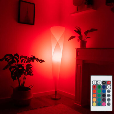 Globo Lighting RGB LED Stehleuchte Standlampe Dimmbar Mit Fernbedienung Bogenleuchte Glaskugel Weiß Muster, Metall Opal, 8,5W 806lm Warmweiß, LxBxH 39x25x150 Cm Ab 95,99 € - Auf